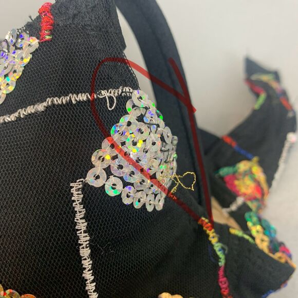 Mara Dancewear 32A Black Sequin Dance Bra Top Festival Clubwear Performance - Picture 5 of 6